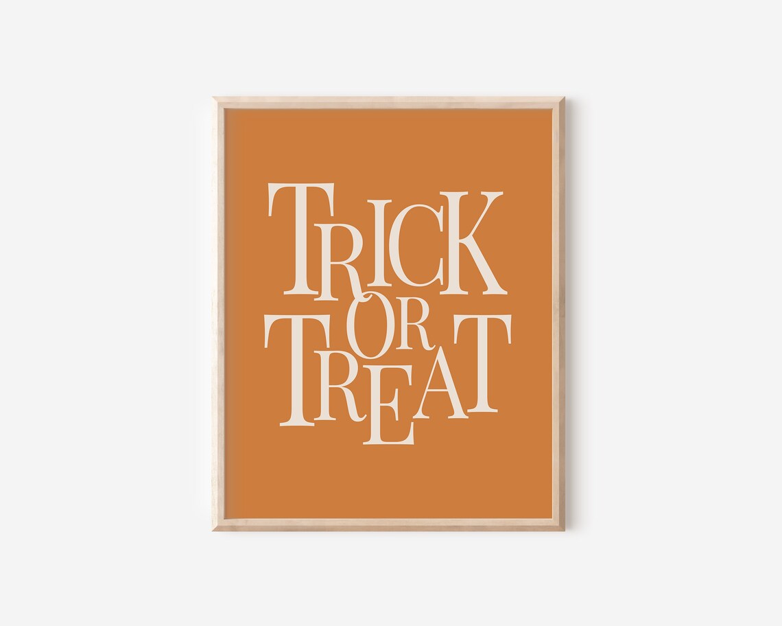 Modern Minimal Trick Or Treat Typography Art Print - Image 2