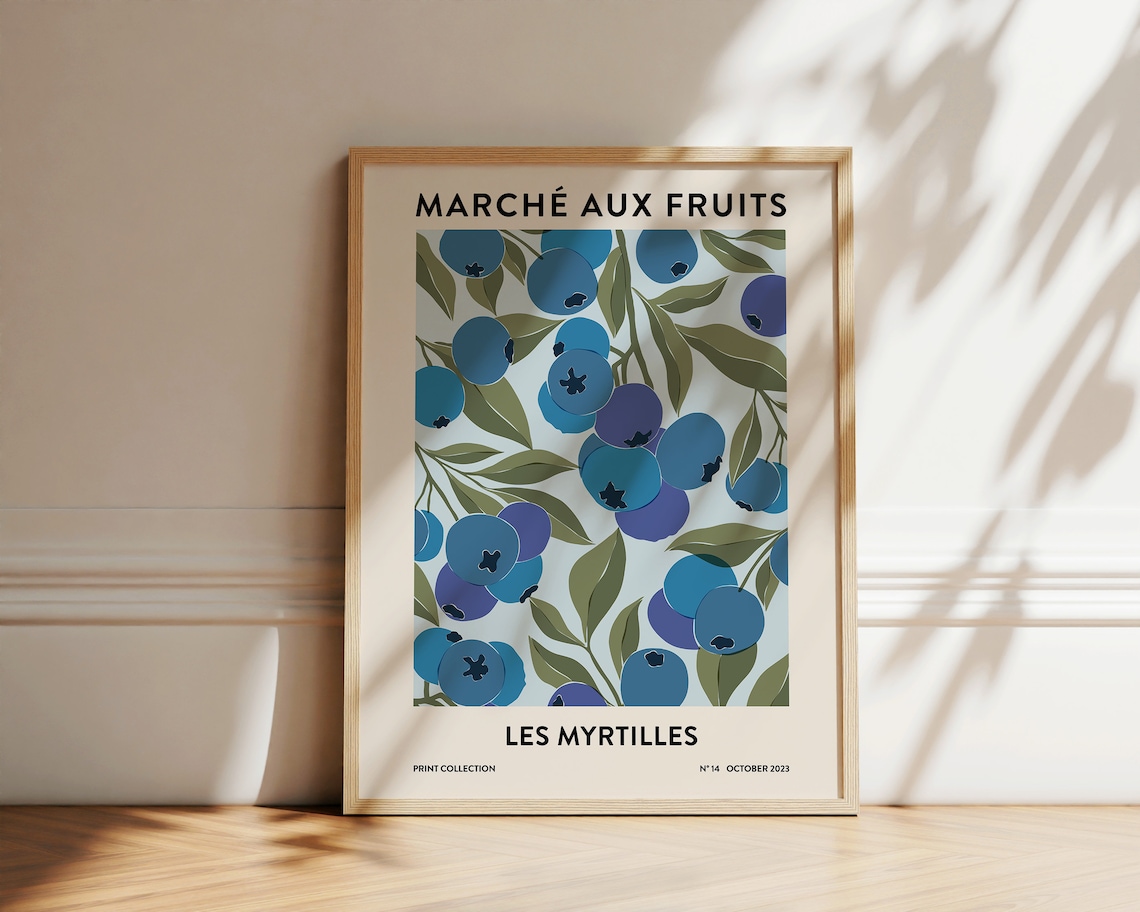 Blueberries Print, Boho Botanical Kitchen Art - Image 4