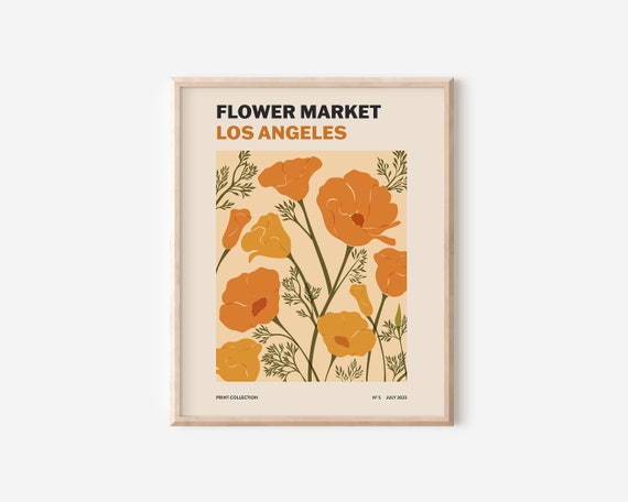 Flower Market Poppies Abstract Botanical Art Print