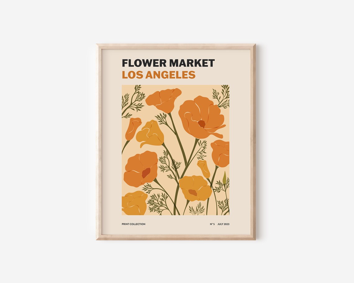 Flower Market Poppies Abstract Botanical Art Print
