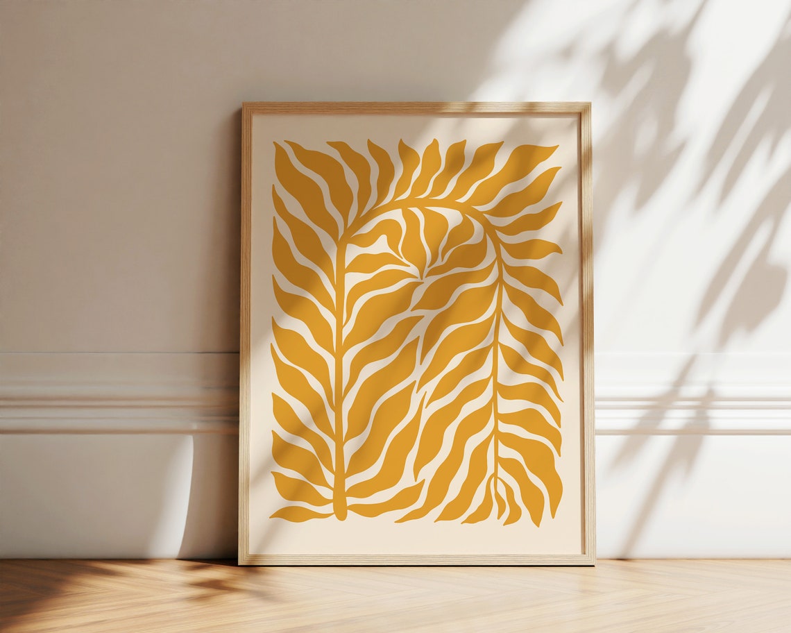 Matisse Inspired Botanical Branch Mustard Retro Floral Poster