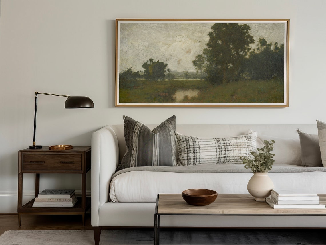 Misty Countryside Meadow Vintage Panoramic Fall Landscape Poster - Image 3