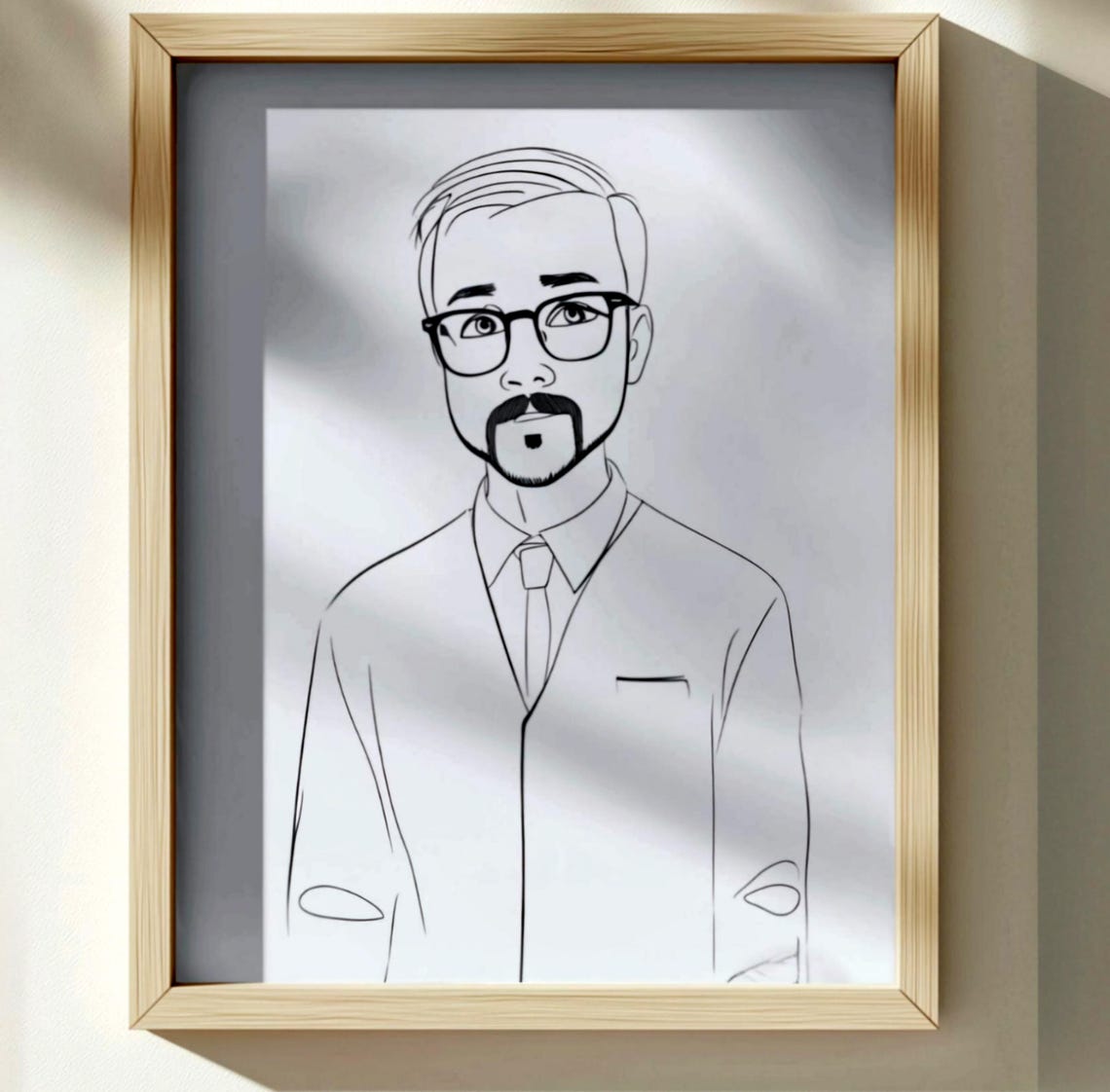 Minimalist Black Line Drawing Portrait Of Man From Photo Poster - Image 5