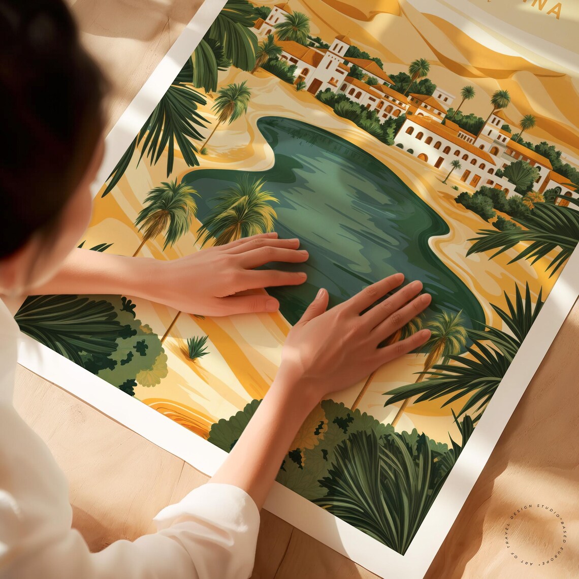 Huacachina Peru Desert Lagoon Palm Trees Village Travel Poster - Image 3