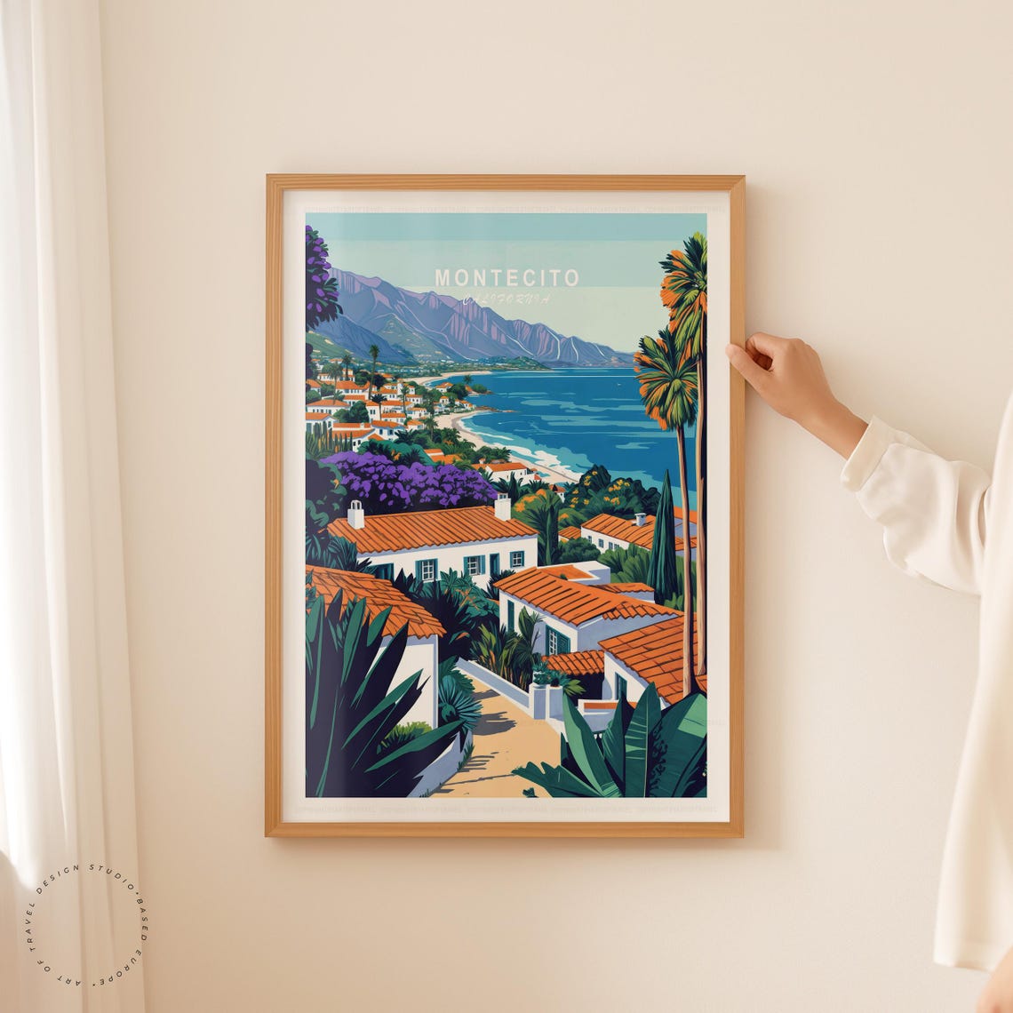 Montecito California Coastal Villas Ocean View Sunset Travel Poster - Image 5