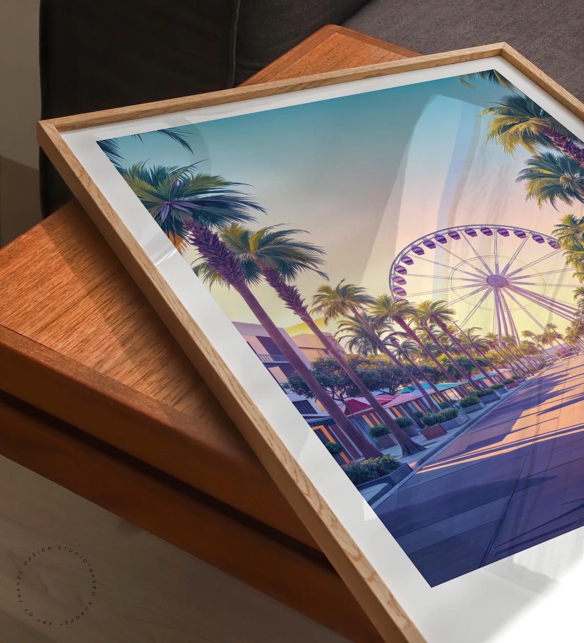 Irvine California Palm Lined Boulevard Ferris Wheel Sunset Art Poster - Image 6