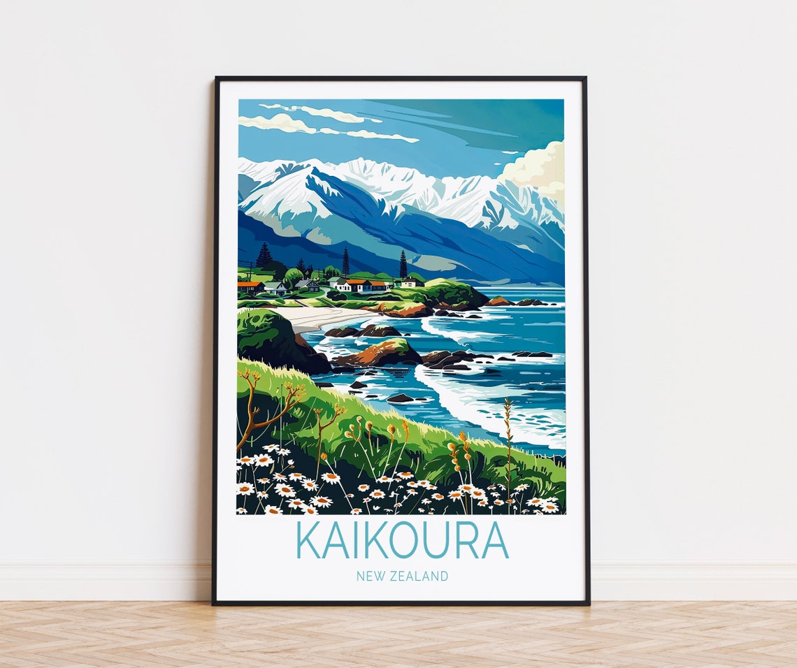 Kaikoura New Zealand Travel Poster New Zealand Wall Art Kaikoura Print Coast Poster Birthday Present Home Decor