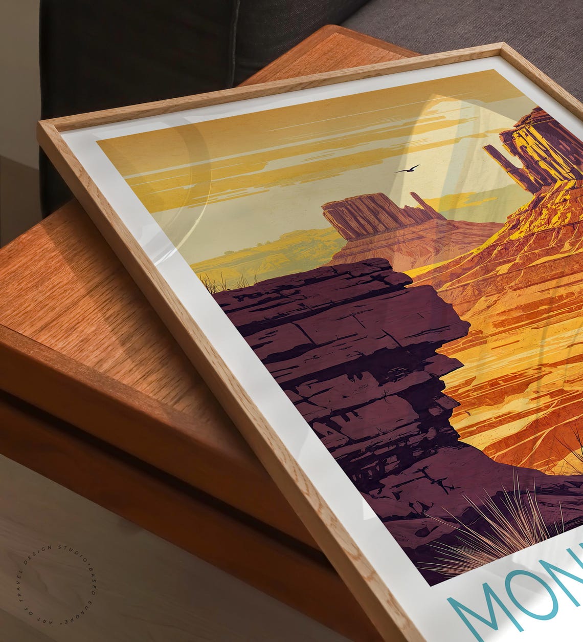 Monument Valley Arizona Desert Mesas Sunset Golden Hues Poster - Image 3