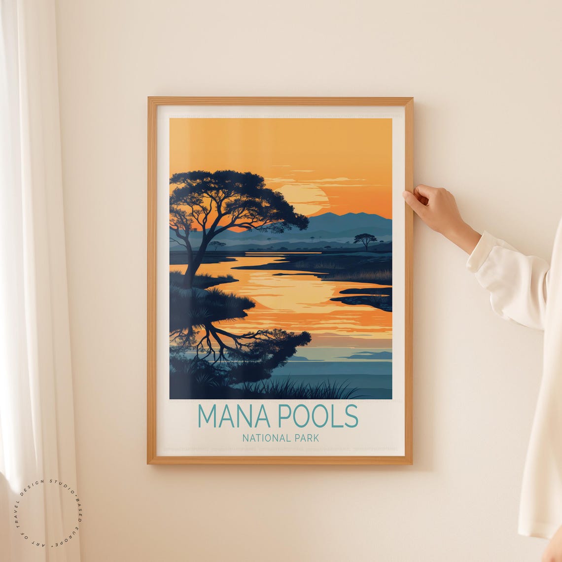 Mana Pools National Park Sunset River Acacia Safari Vintage Poster - Image 5