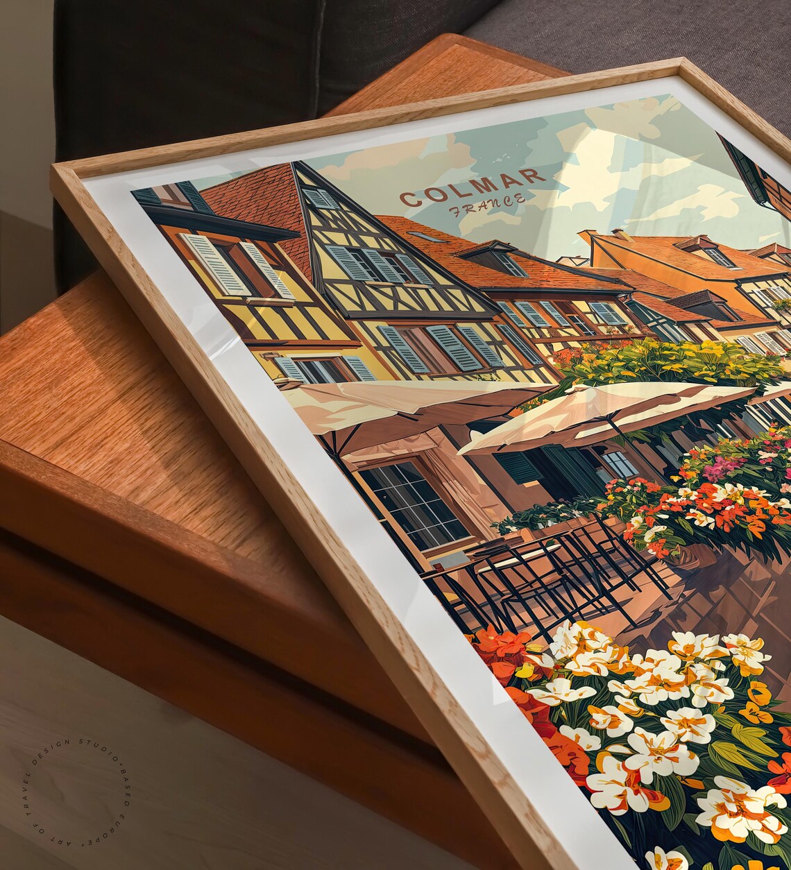 Colmar France Flowered Canal With Title At Top Travel Poster - Image 3