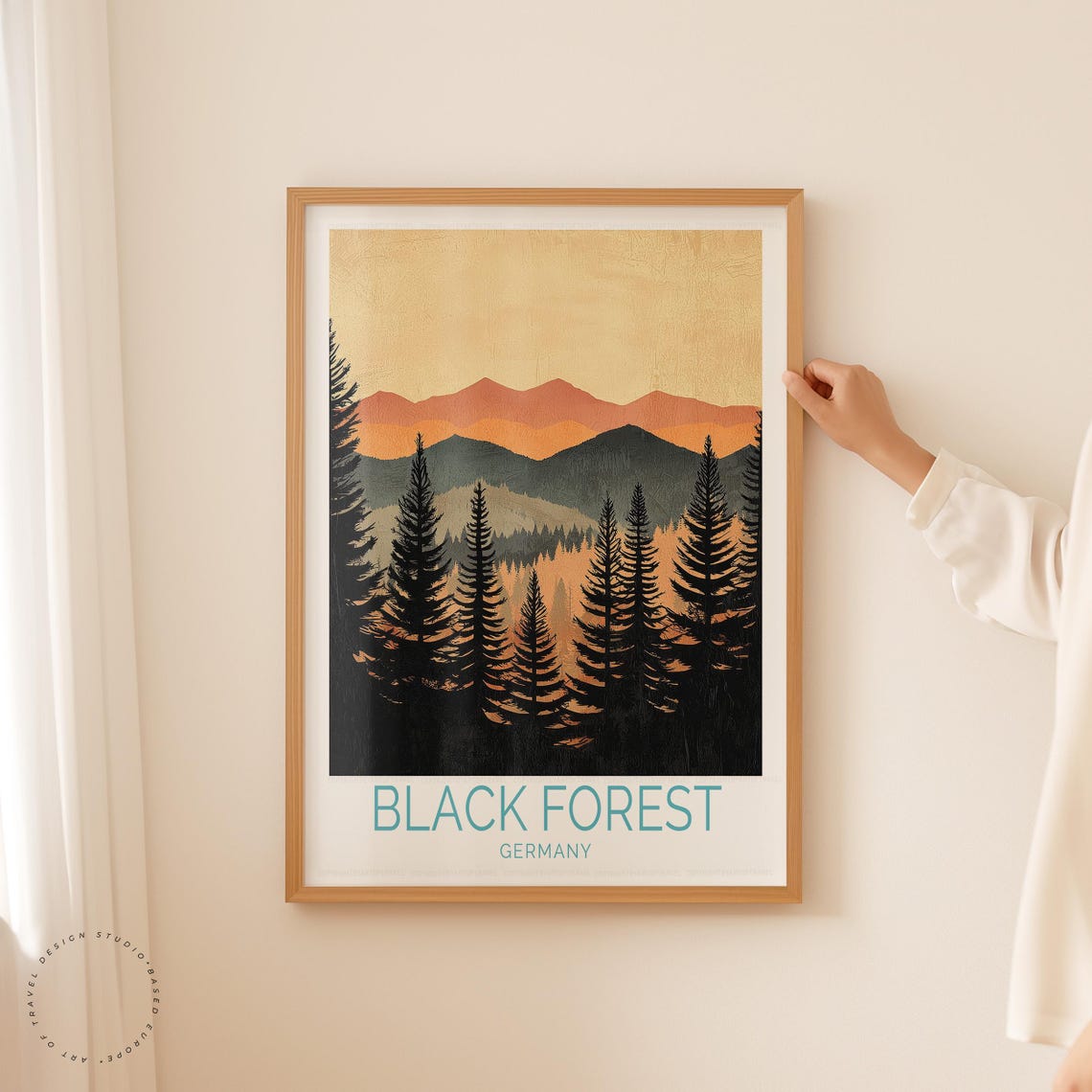 Black Forest Germany Pine Silhouette Golden Mountain Range Poster - Image 5