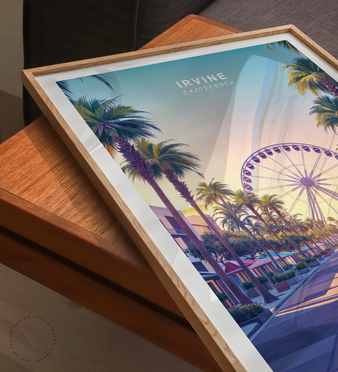 Irvine California Palm Promenade Ferris Wheel Sunset Travel Poster - Image 6