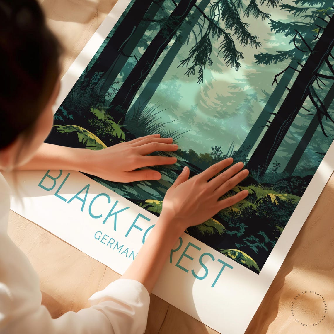 Black Forest Germany Misty Stream Mossy Rocks Forest Retreat Poster - Image 3