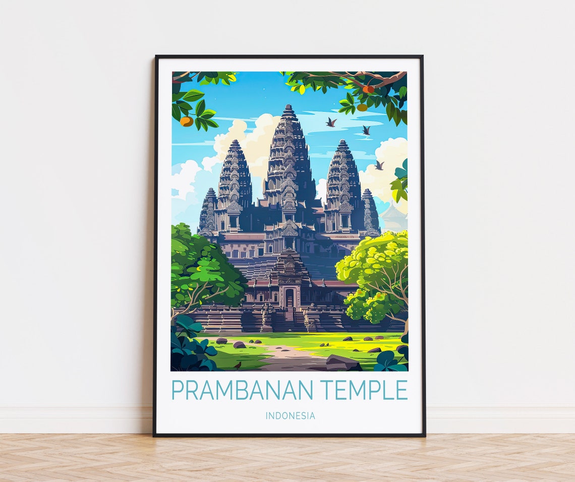 Prambanan Temple Indonesia Ancient Stone Towers Jungle Poster