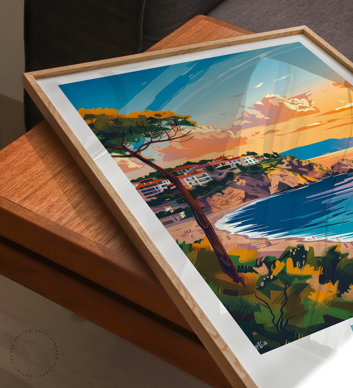 Antalya Turkey Mediterranean Sunset Beach Retro Travel Art Poster - Image 3