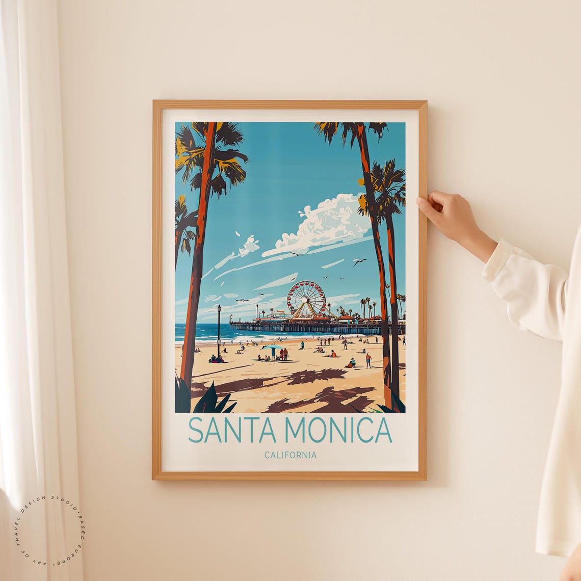 Santa Monica California Travel Poster California Travel City Wall Art Santa Monica Print Personalised Gifts Home Decor - Image 2