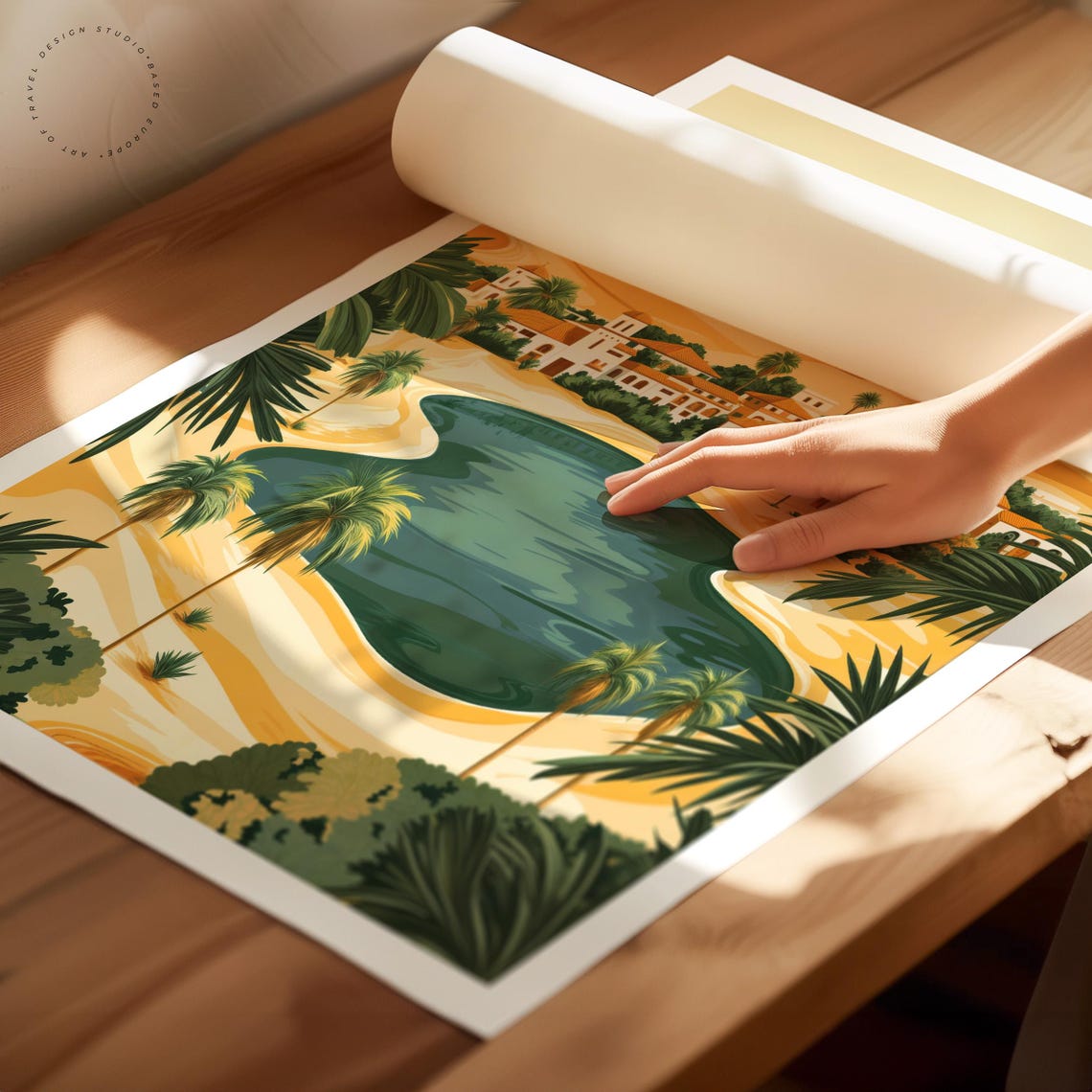 Huacachina Peru Desert Lagoon Palm Trees Village Travel Poster - Image 2