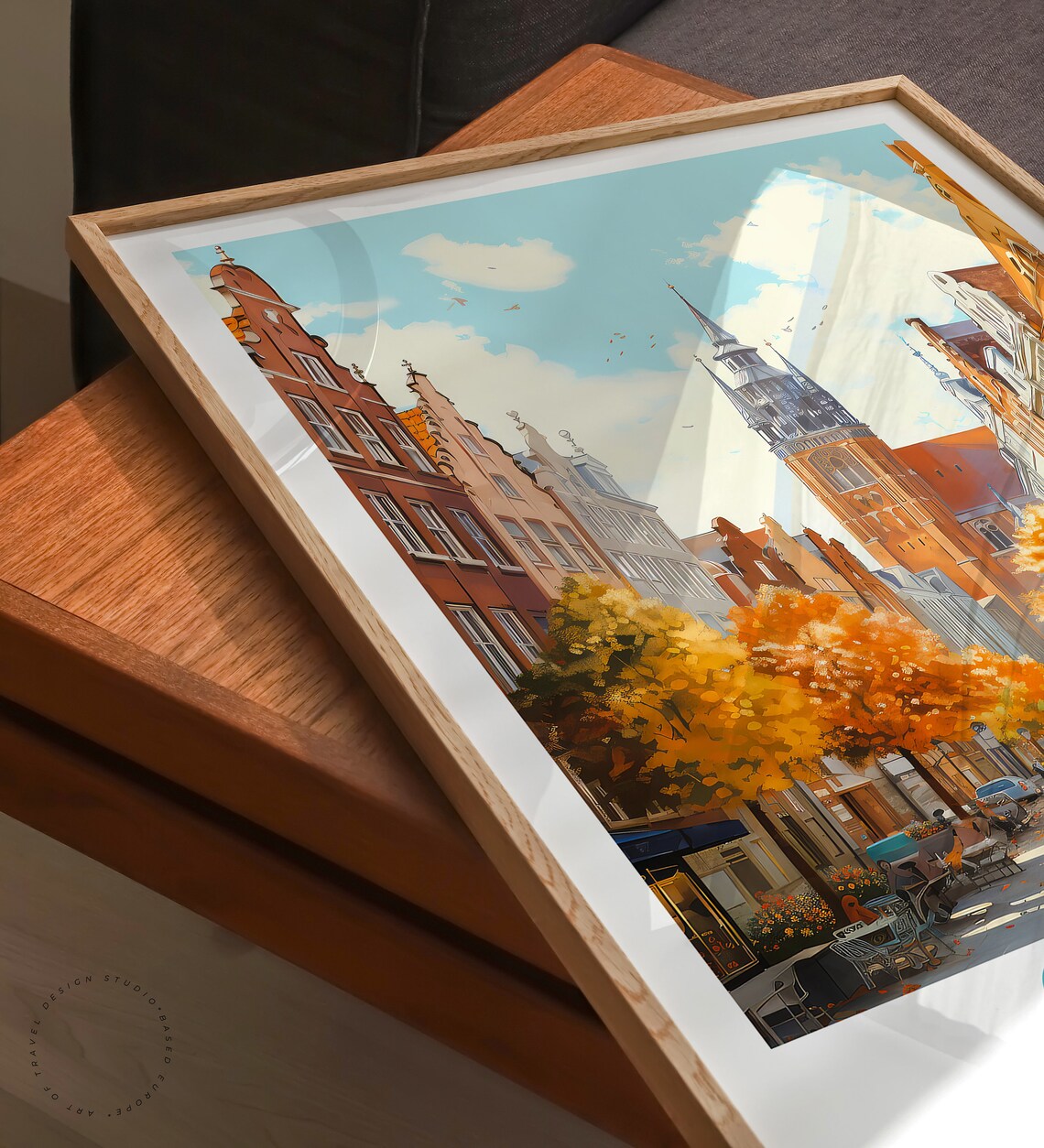 Gdansk Poland Old Town Autumn Street Vintage Style Travel Poster - Image 3