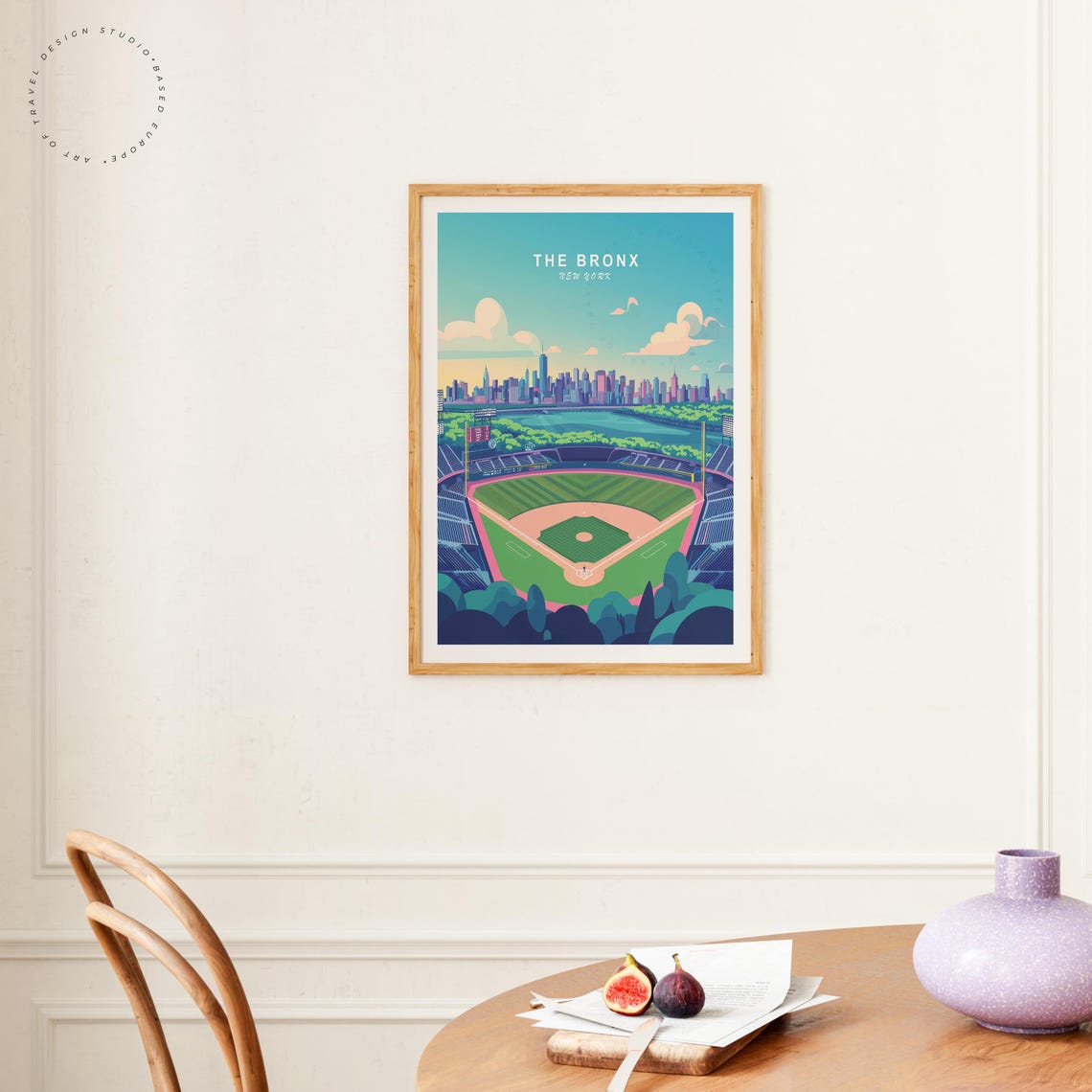 The Bronx New York Baseball Stadium Sunset Manhattan Skyline Poster - Image 4