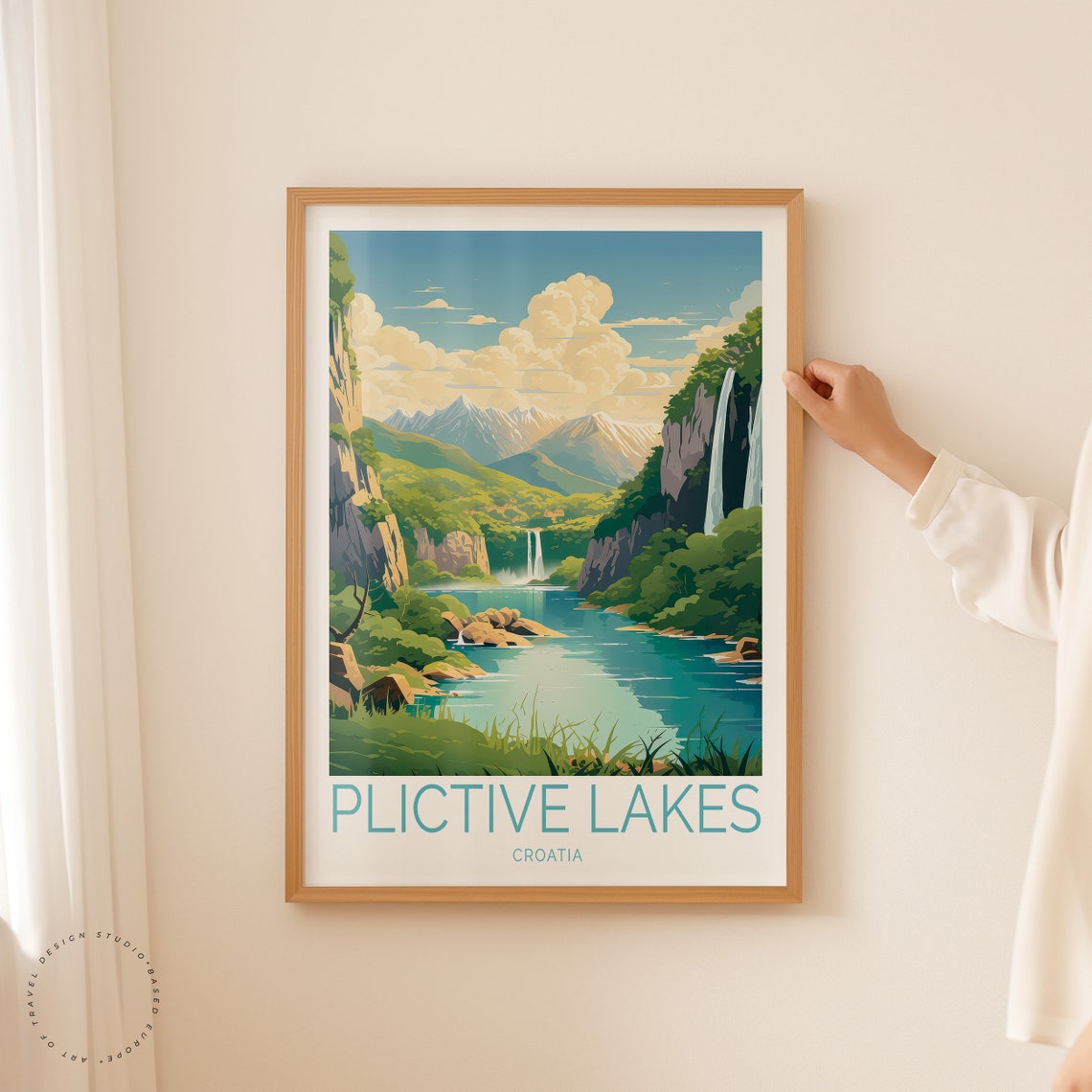 Plitvice Lakes Croatia Waterfall Valley Mountain Travel Poster - Image 2