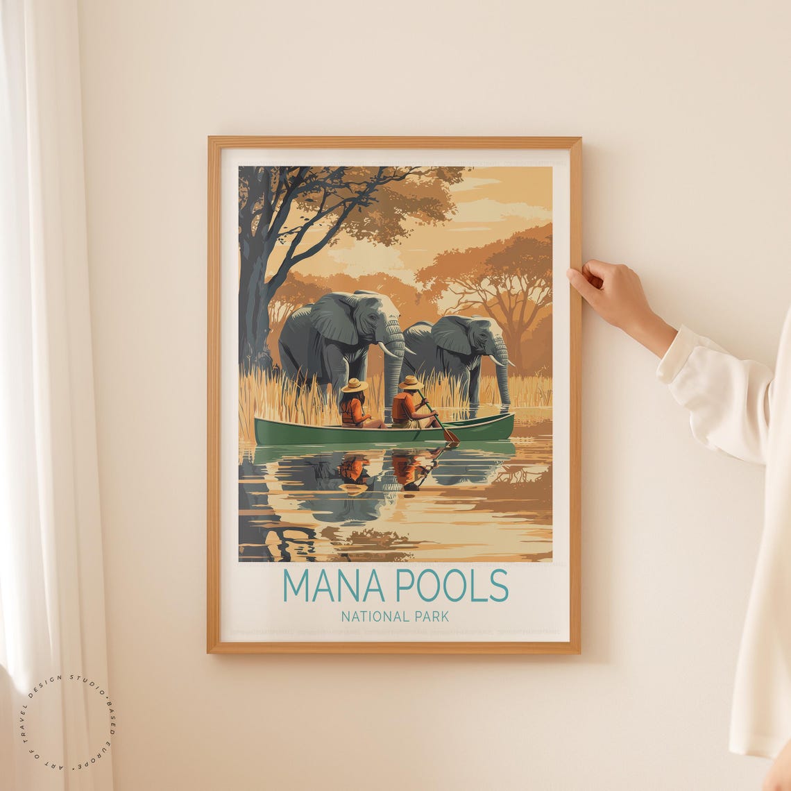 Mana Pools National Park Elephants Canoe River Safari Poster - Image 5