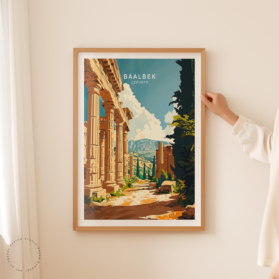 Baalbek Lebanon Ancient Roman Ruins Columns Temple Travel Poster - Image 2