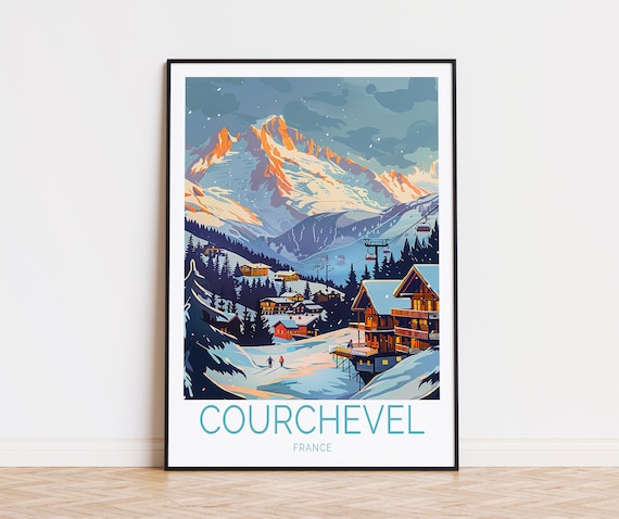 Courchevel France Winter Travel Poster, Ski Resort