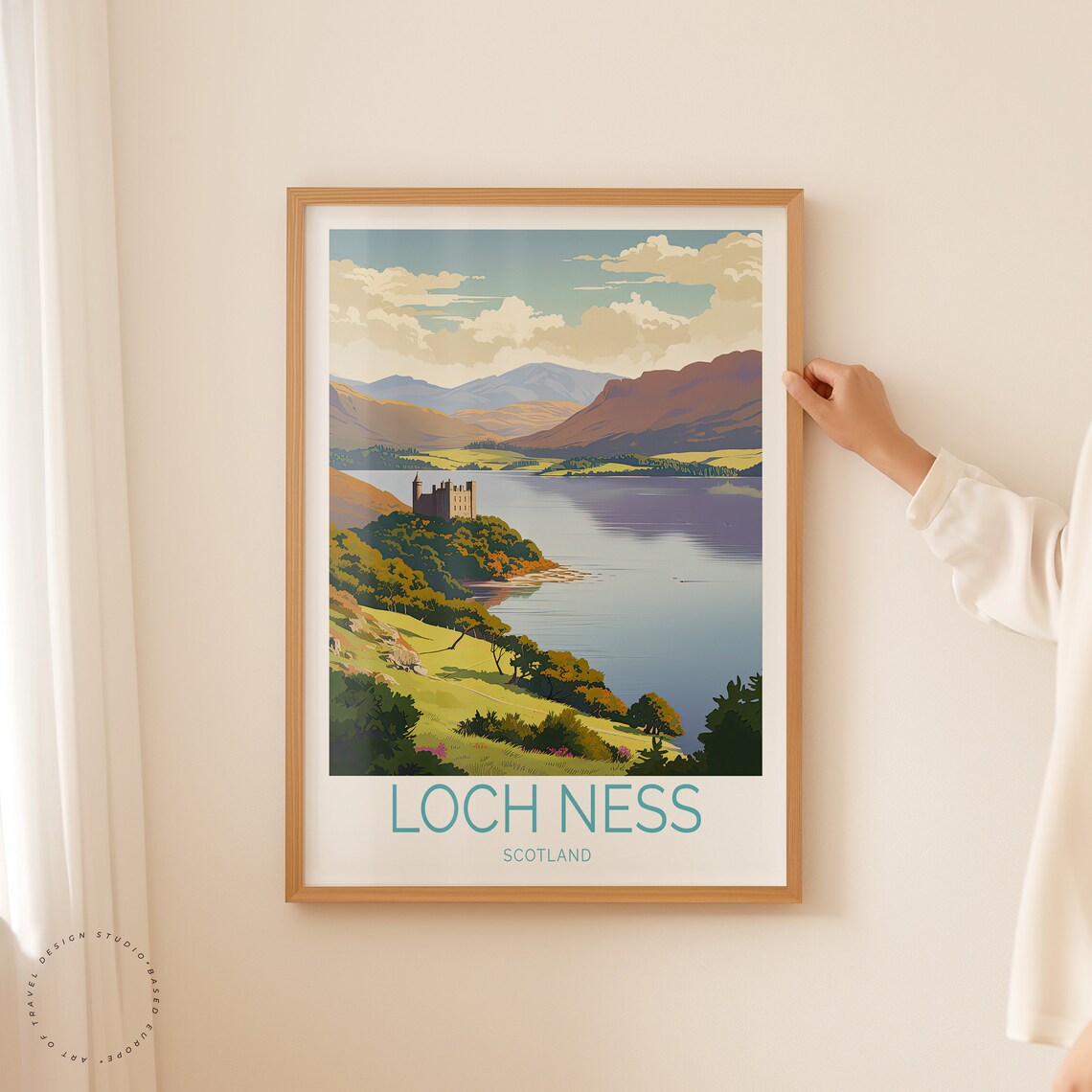 Loch Ness Scotland Castle Shore Hillside Day View Travel Poster - Image 2