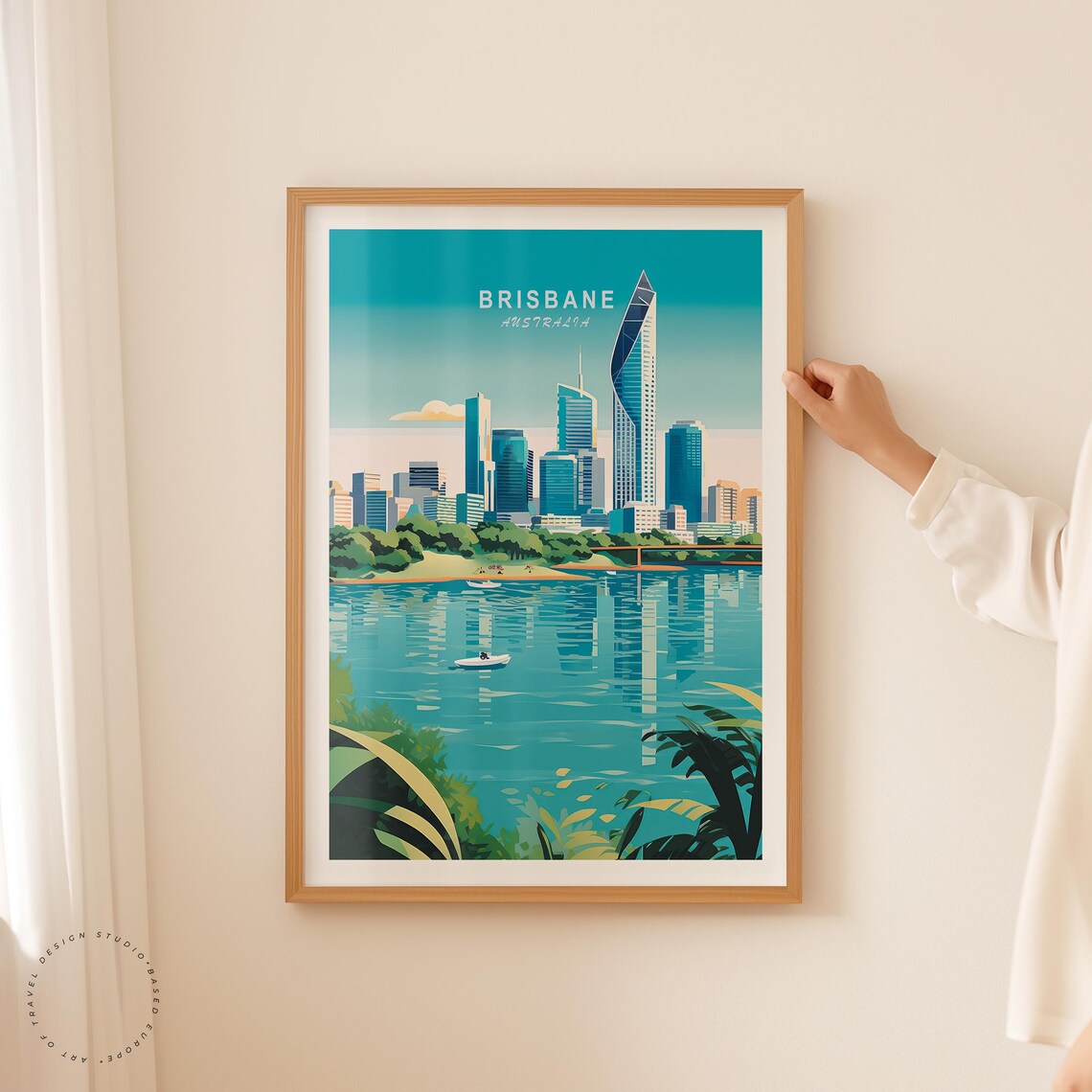 Brisbane Australia Stunning City Skyline River Retro Travel Poster - Image 2