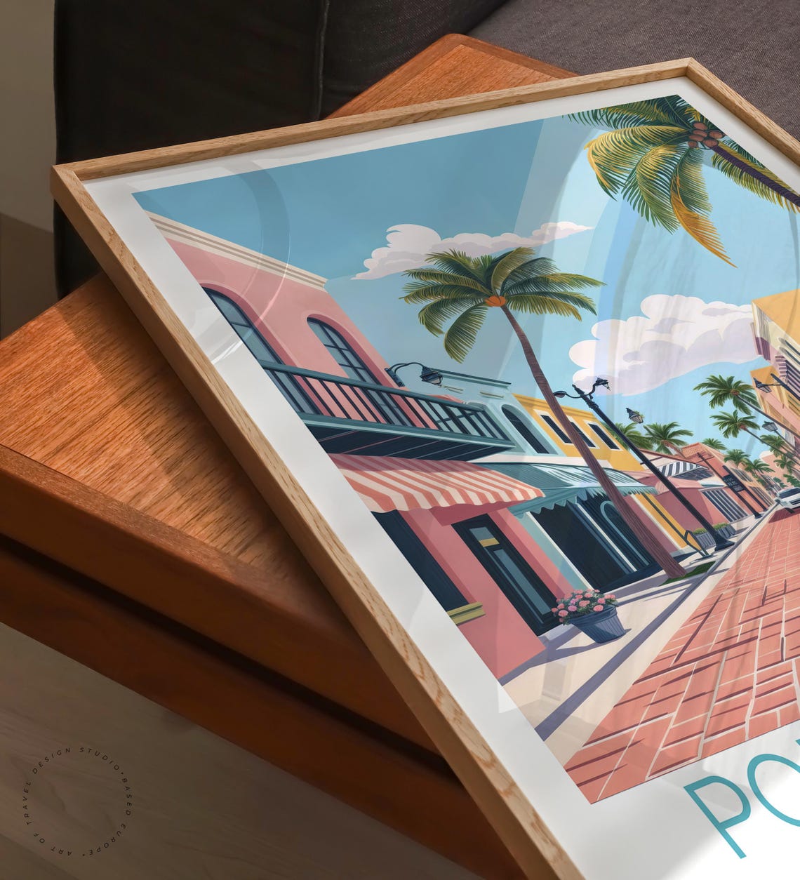 Port St. Lucie Florida Historic Street Palm Trees Brick Road Poster - Image 6