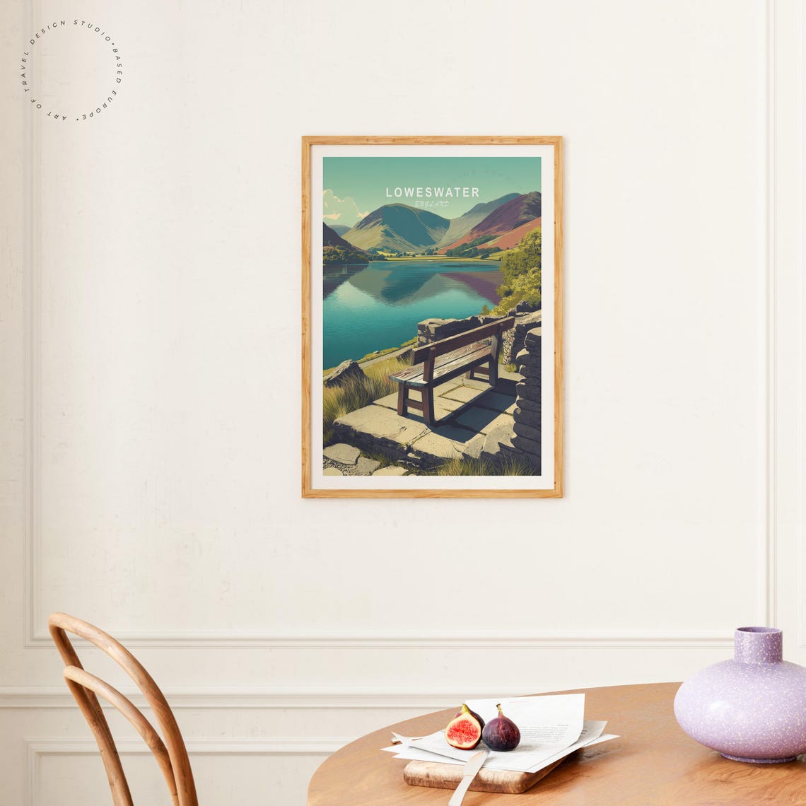 Loweswater England Lake District Fell Reflection Bench Travel Poster - Image 4