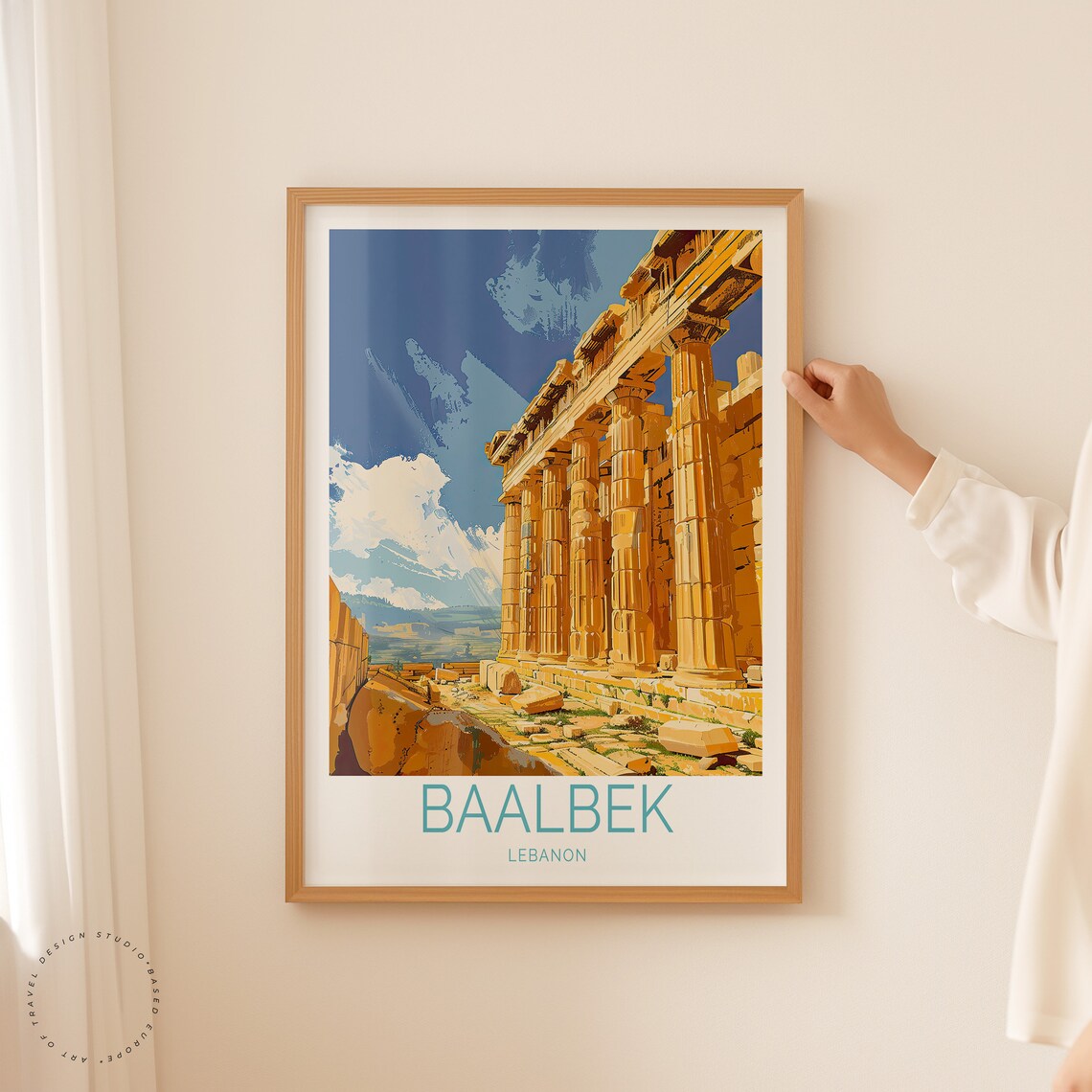 Baalbek Lebanon Roman Temple Columns Ancient Ruins Travel Poster - Image 2