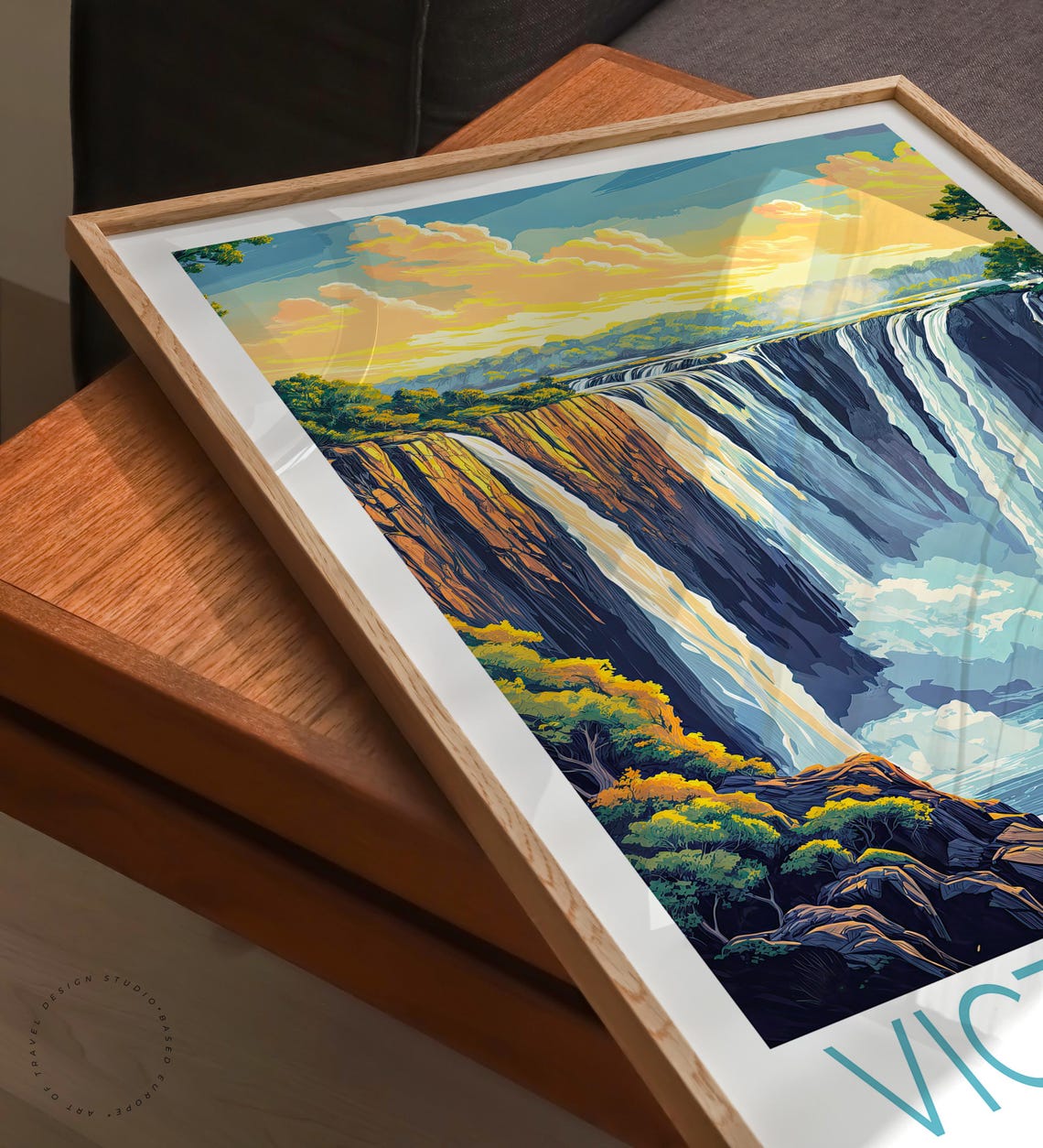Victoria Falls Travel Poster Zimbabwe Victoria Falls Travel City Wall Art Waterfall Print Personalised Gifts Birthday Gifts - Image 3