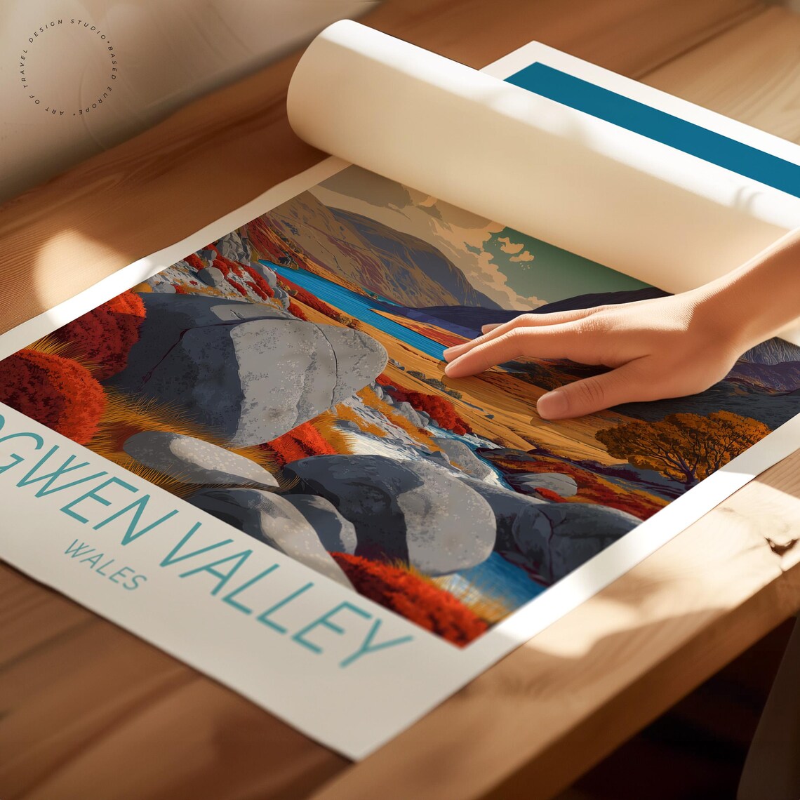 Ogwen Valley Wales Tryfan Peak Autumn Boulders Travel Poster - Image 2
