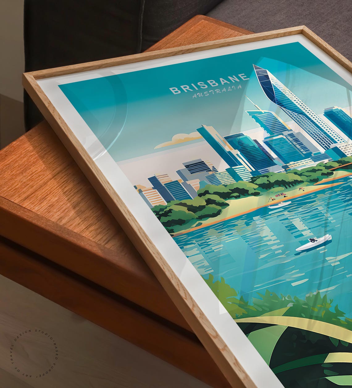 Brisbane Australia Stunning City Skyline River Retro Travel Poster - Image 3