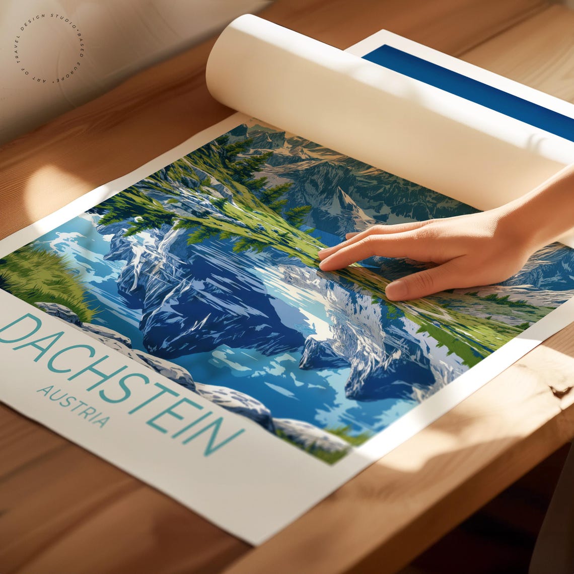 Dachstein Austria Snow Peaks Mirror Lake Alpine Reflection Art Poster - Image 2