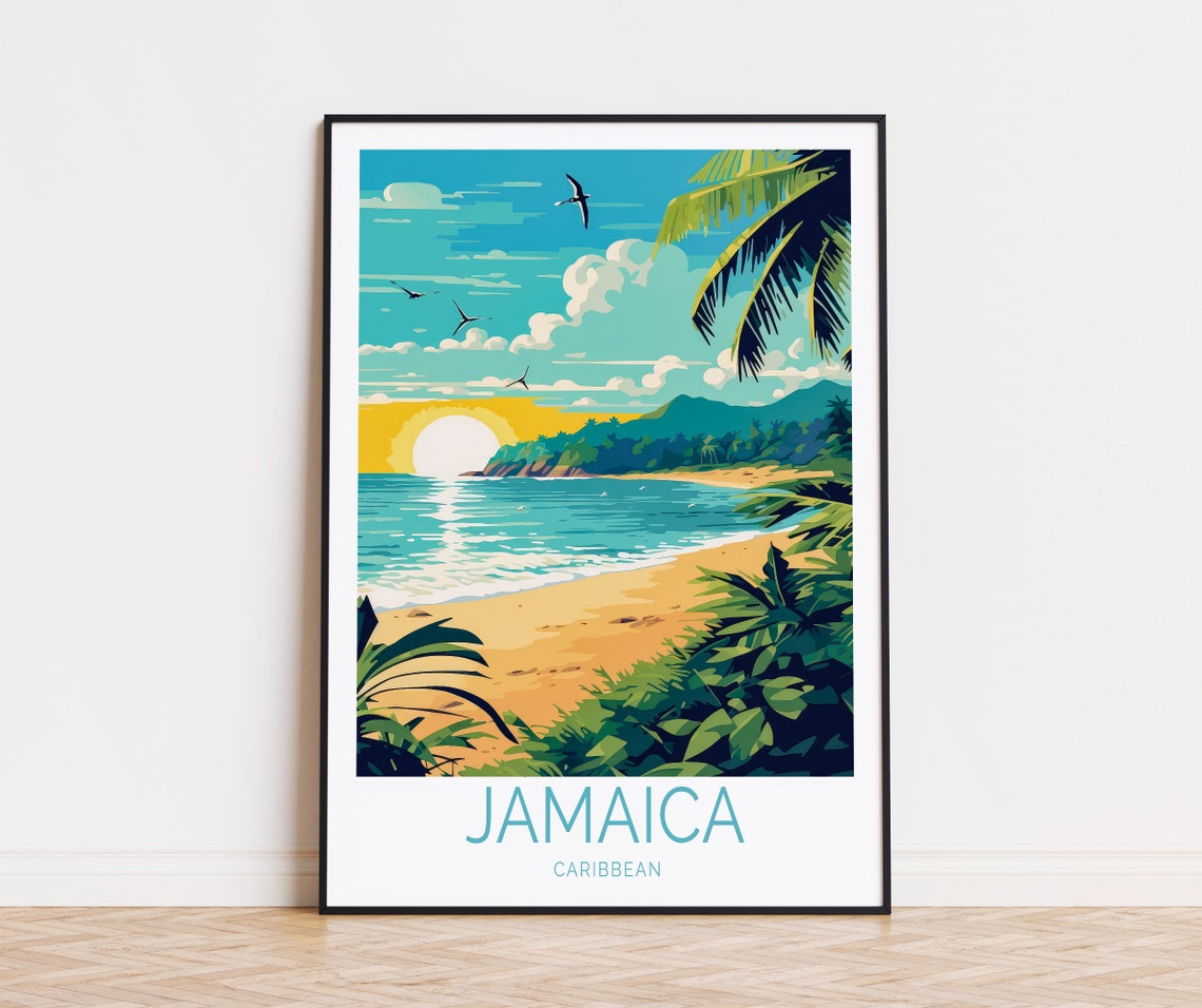 Jamaica Caribbean Travel Poster Jamaica Wall Art Travel Poster Caribbean Wall Decor Birthday Gifts Anniversary Print