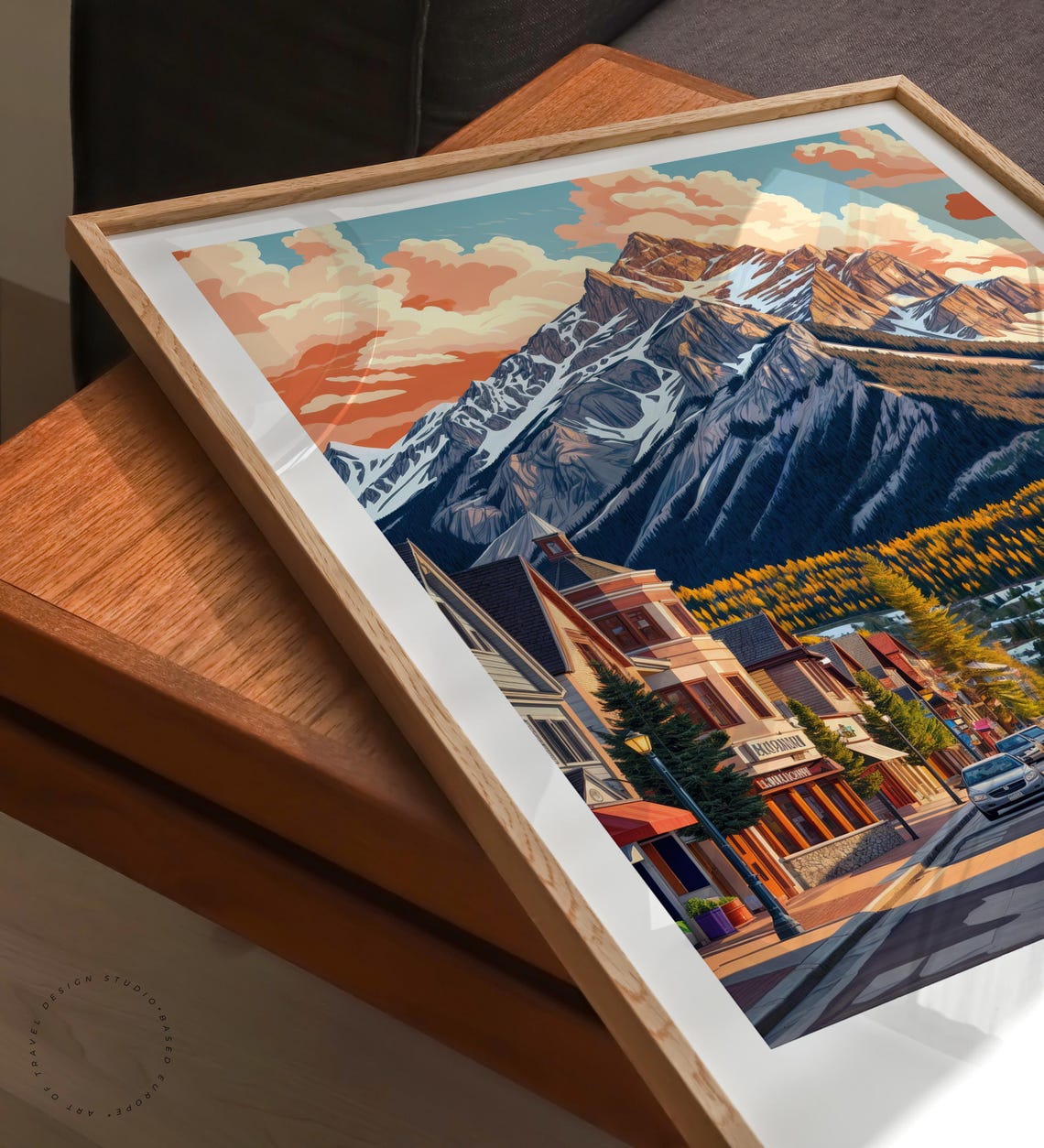Alberta Canada Mountain Town Street Snowy Peak Sunset Clouds Poster - Image 6