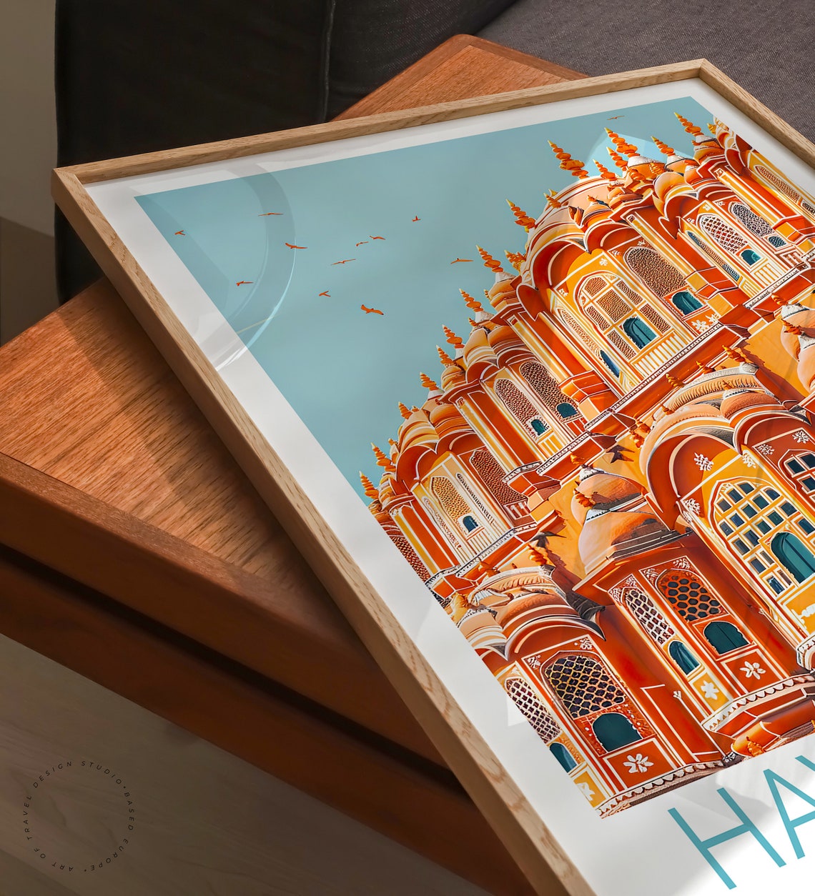 Hawa Mahal India Jaipur Palace Coral Facade Clear Day View Poster - Image 3