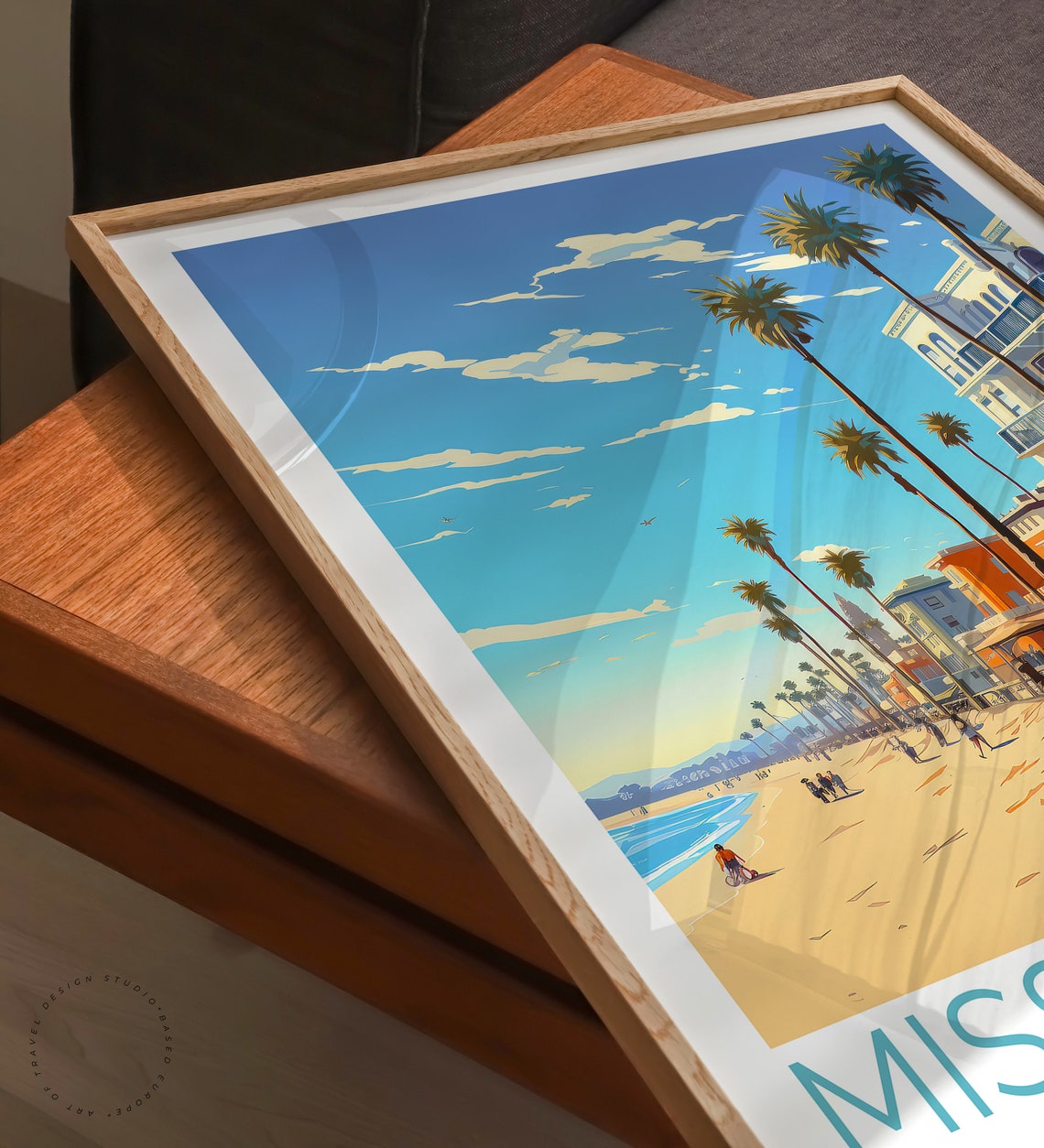 Mission Beach San Diego Palm Tree Boardwalk Ocean Summer Poster - Image 3