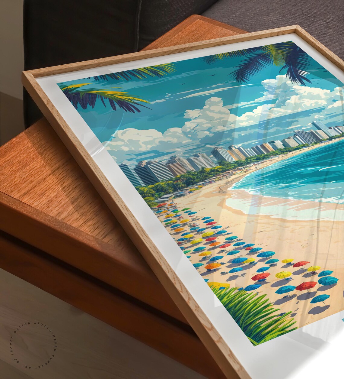 Jaboatao Brazil Tropical Beach Rainbow Umbrellas Summer Travel Poster - Image 3