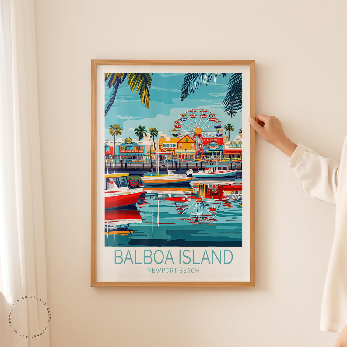 Balboa Island Travel Poster Newport Beach Wall Art Balboa Island Print Beach Poster Birthday Gifts Travel Home Decor - Image 2