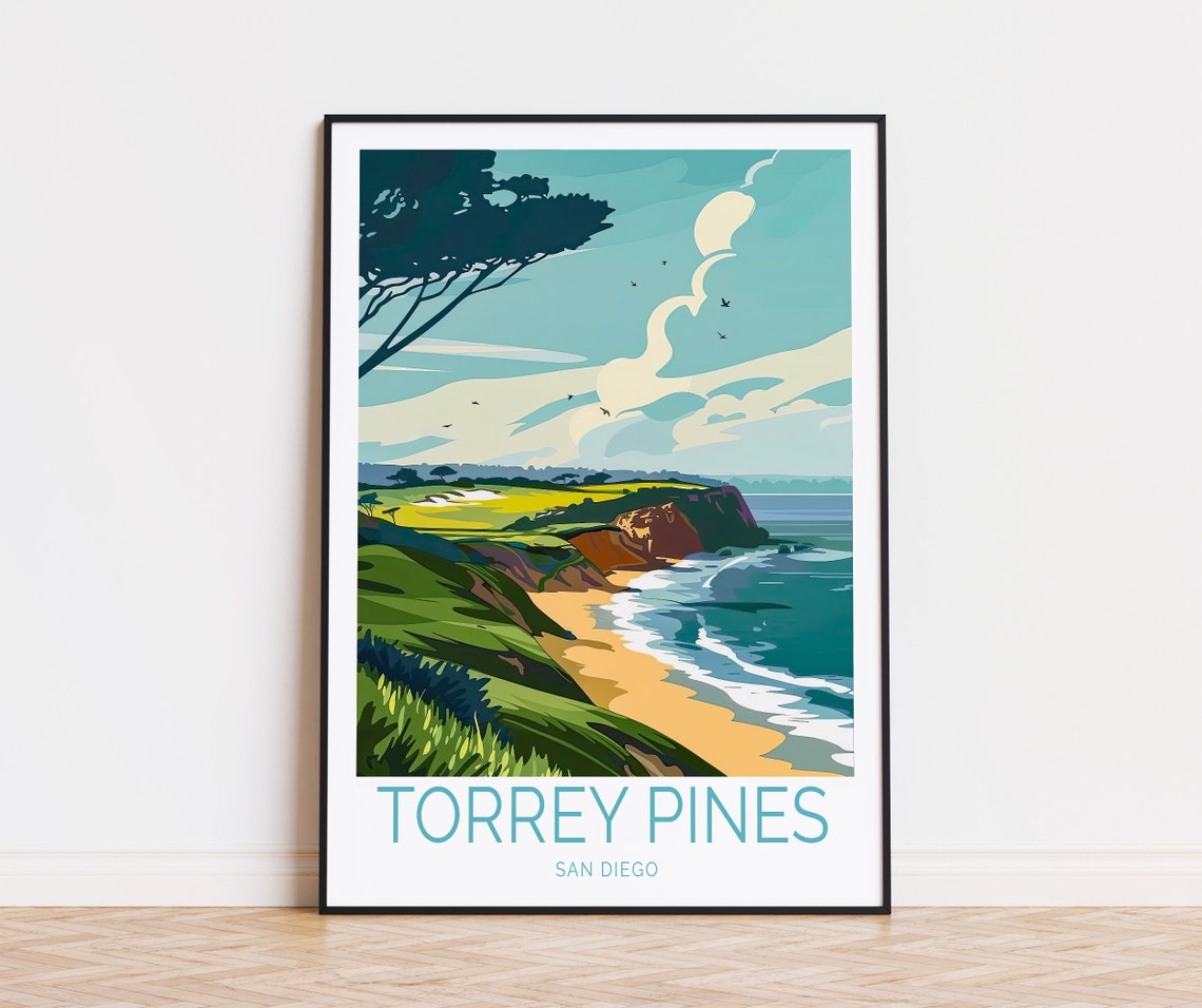 Torrey Pines San Diego Coastal Cliffs and Beach at Golden Hour Poster