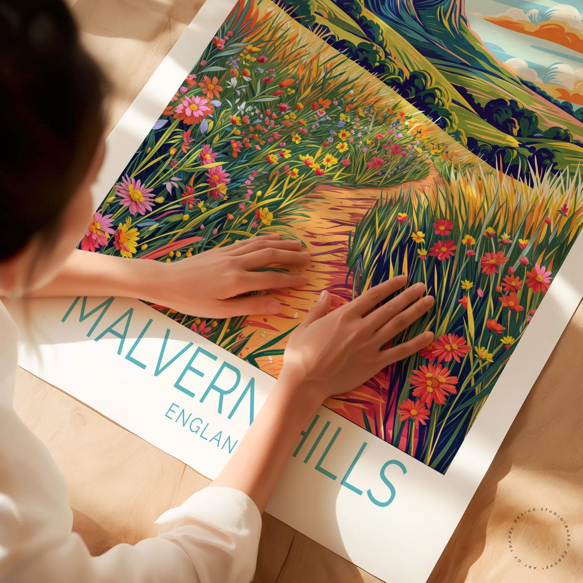 Malvern Hills England Wildflower Path Sunset Meadow Travel Poster - Image 3