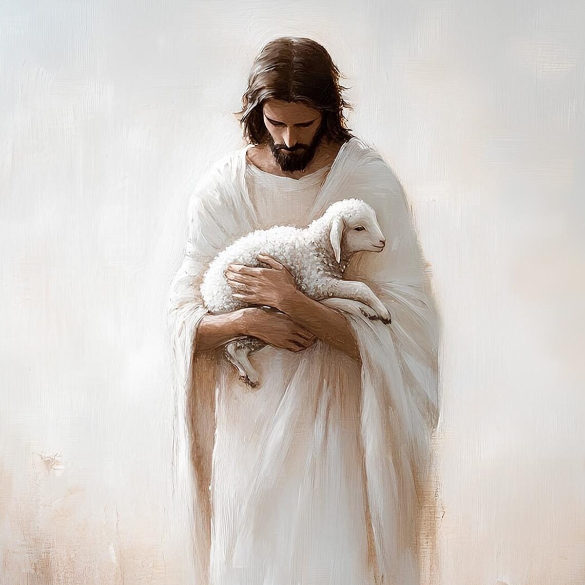 Jesus Christ Carrying Lamb In Golden Wheat Field Christian Poster - Image 4