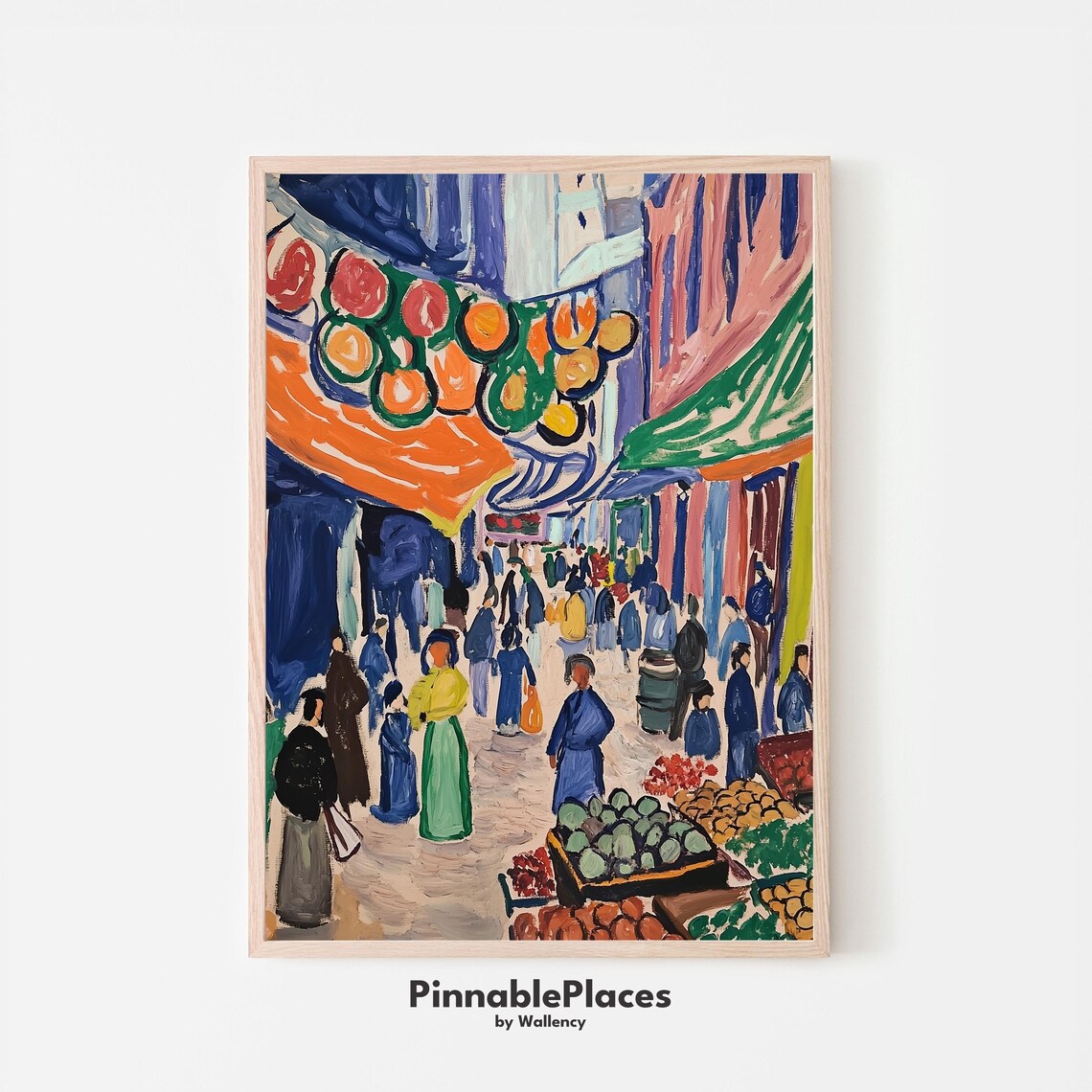 Borough Market London Matisse Style Fruit Stall Street Scene Art Print