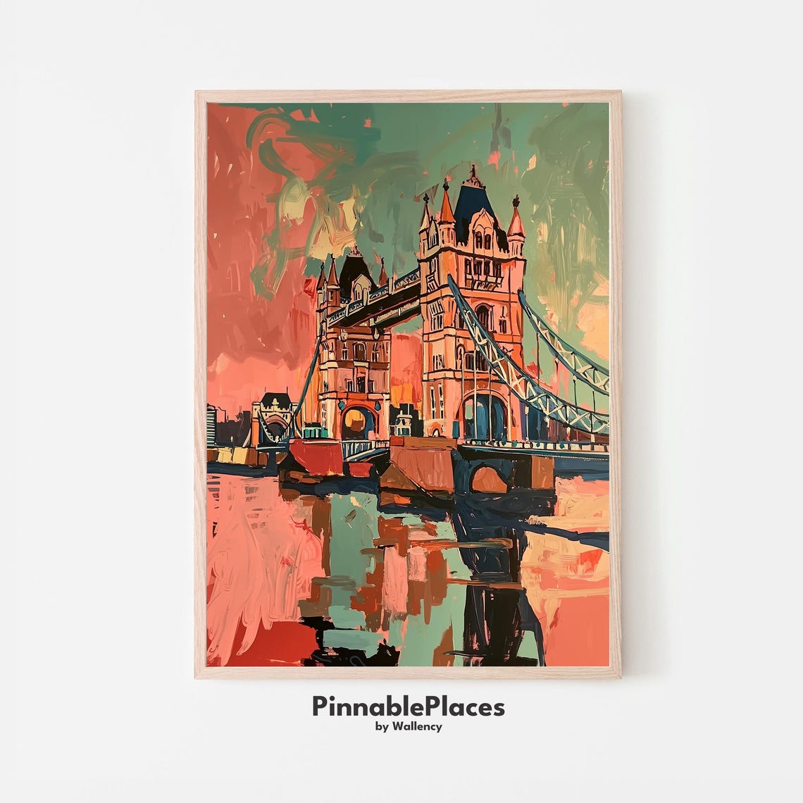 Tower Bridge Gouache Print London Cityscape Wall Art File