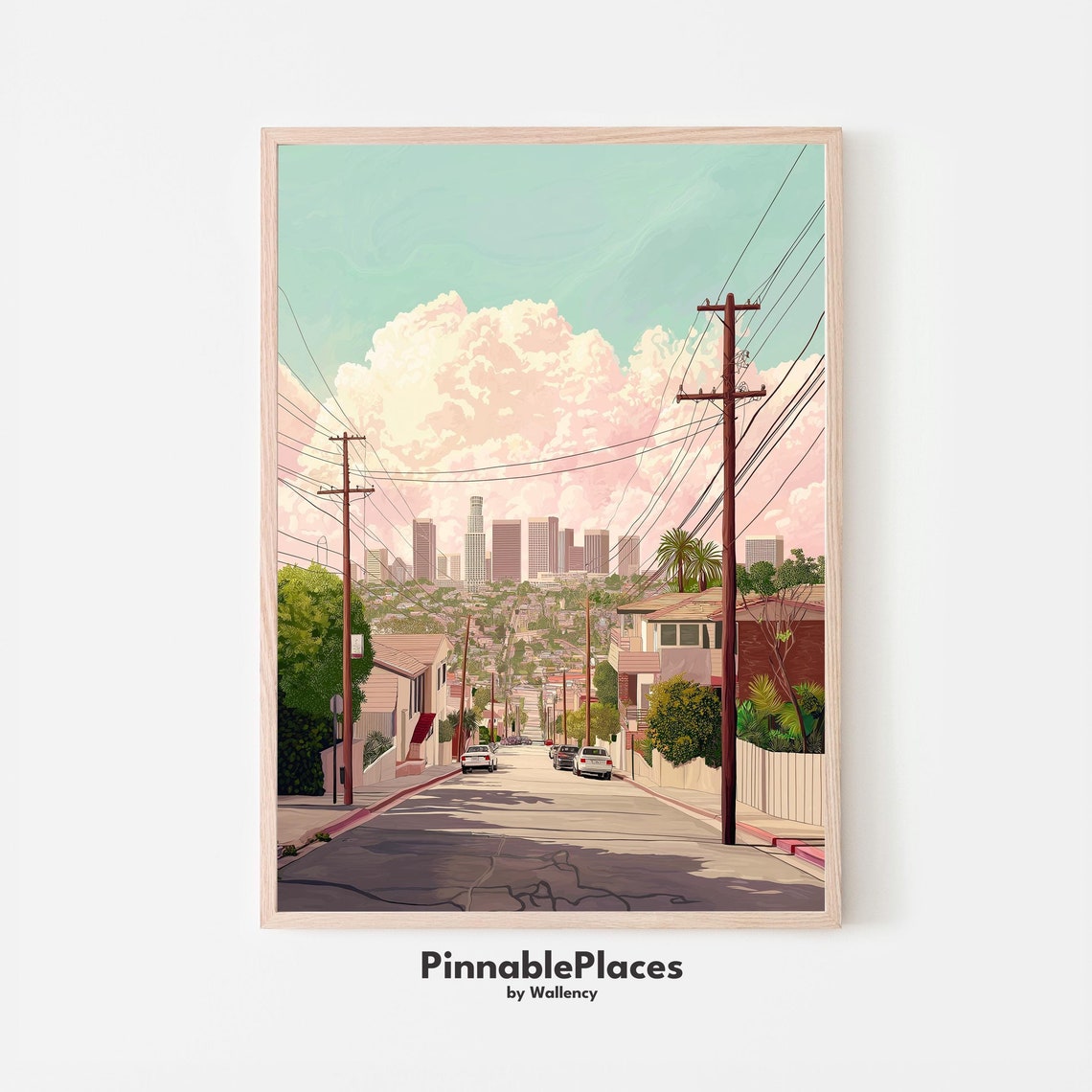 Los Angeles Travel Poster Retro West Hollywood Skyline File
