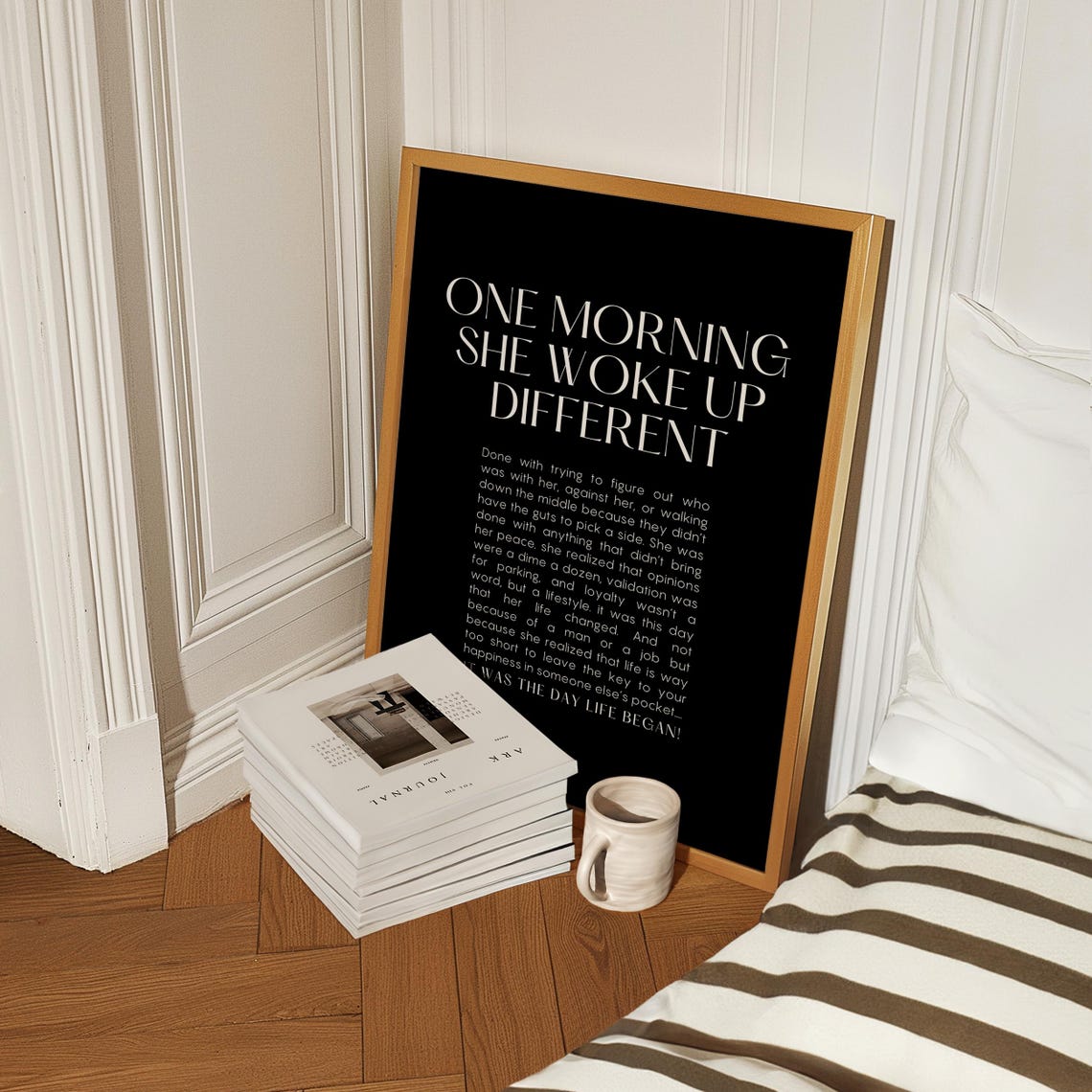 One Morning She Woke Up Different Feminist Print Female Empowerment Woman Line Art Feminist Wall Art Strong Women Quote Divorce Gift - Image 2