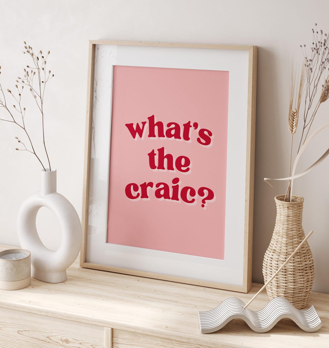 Whats the Craic Irish Saying Pink Retro Typography Fun Poster - Image 5